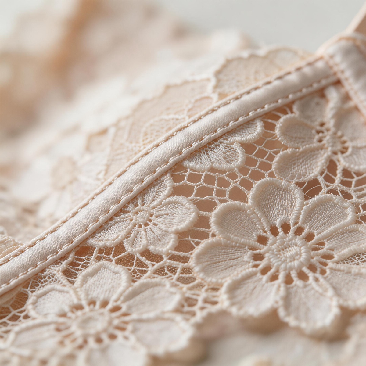 checking lingerie fabric quality close up lace material